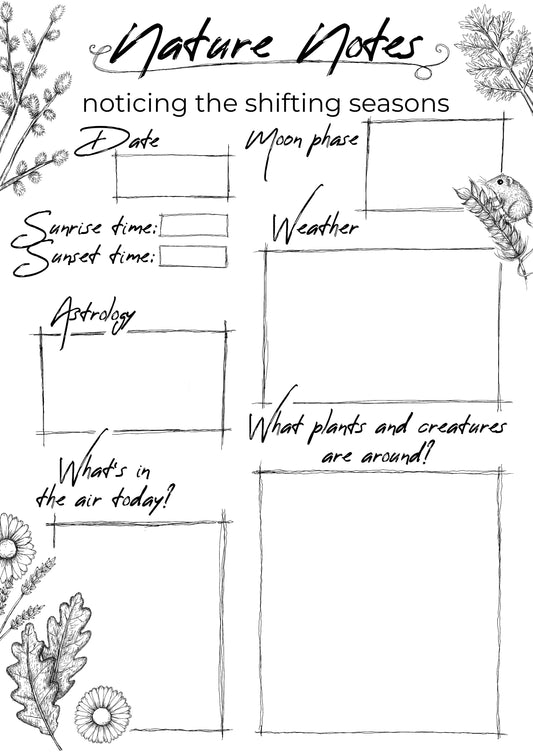 Day 37. Adding nature notes to your journaling practice (includes free printable)