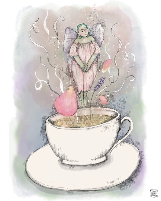 Day 56. Ascending to Imbolc. Rose and lavender tea fairy
