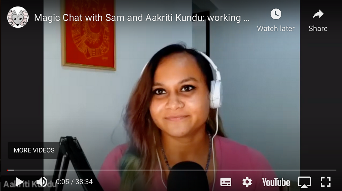 A screen shot from the YouTube video of talking to Aakriti Kundu