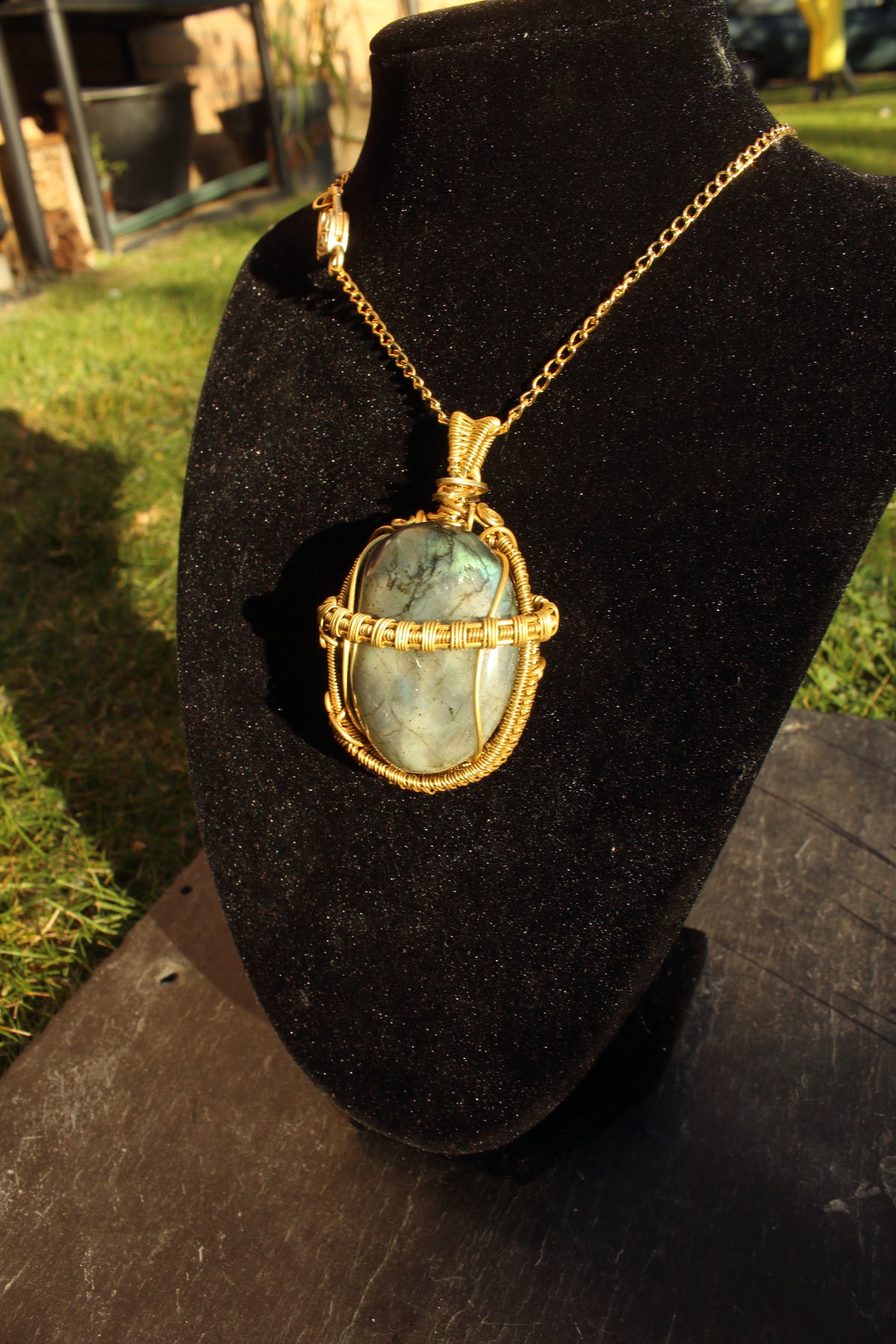 Labradorite Scarab Amulet