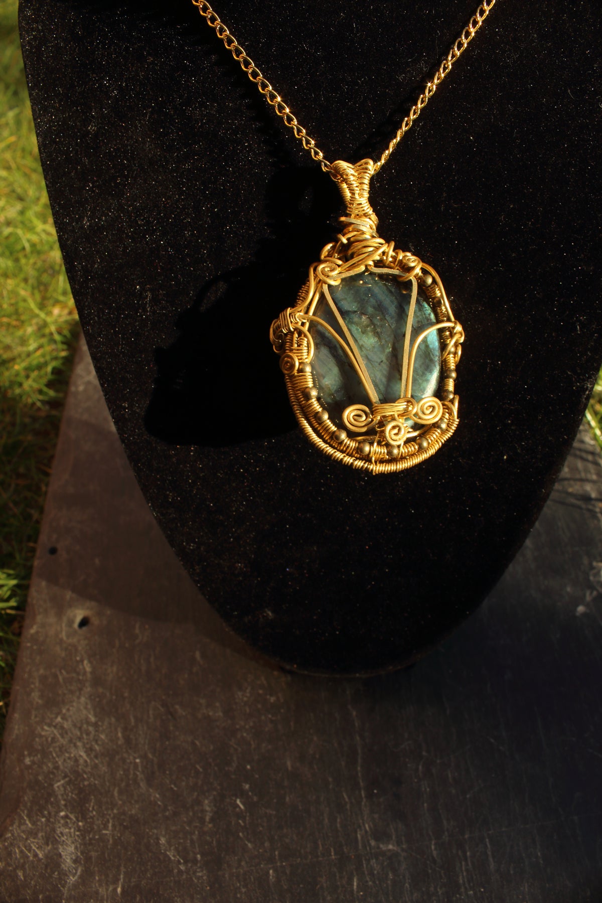 Labradorite Scarab Amulet