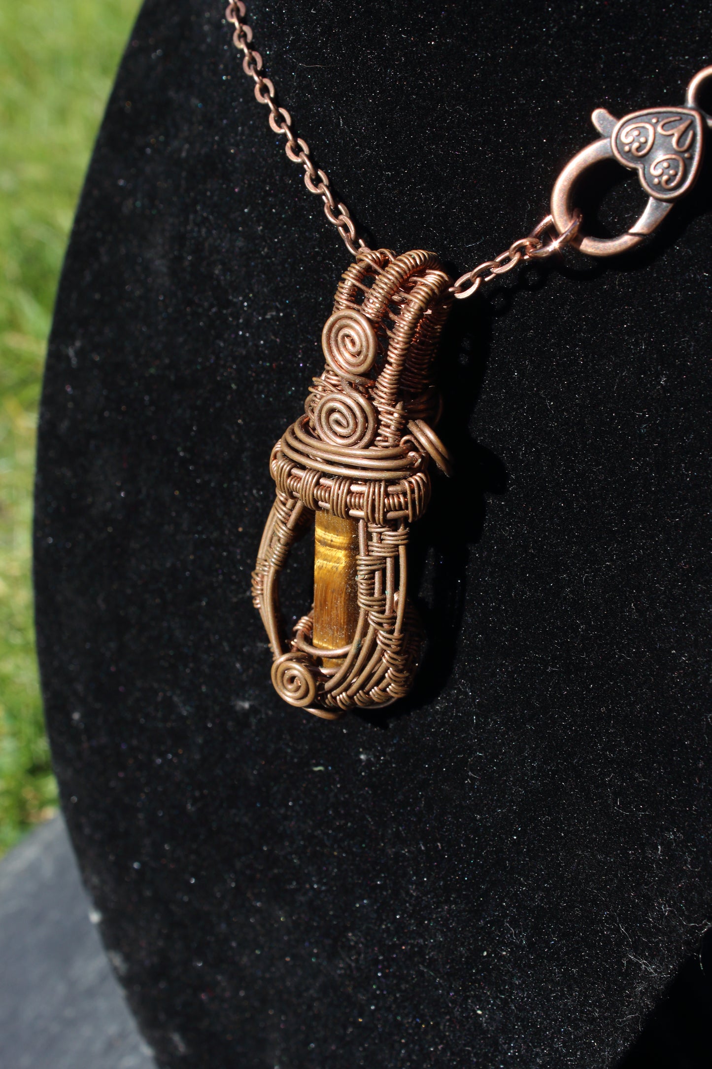 Tiger's Eye caged pillar pendant