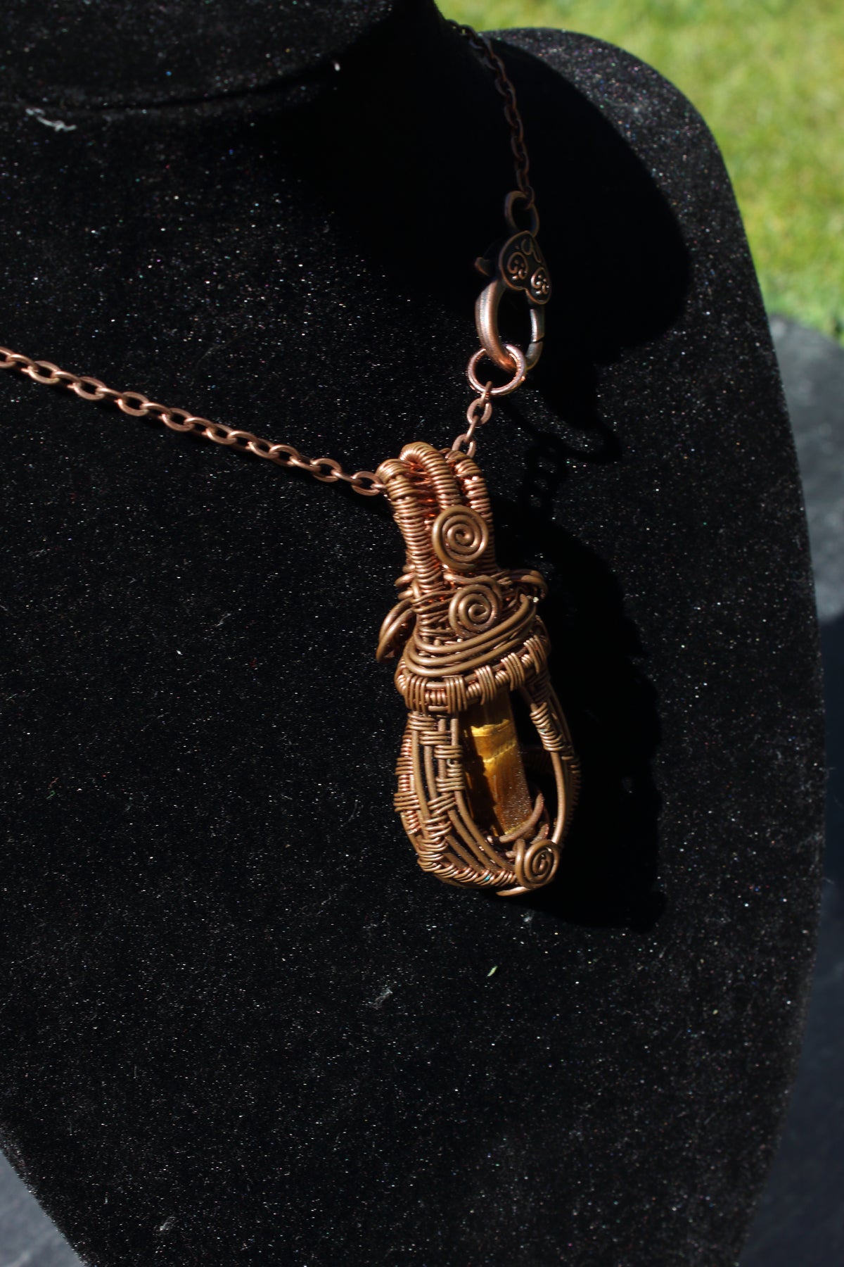 Tiger's Eye caged pillar pendant