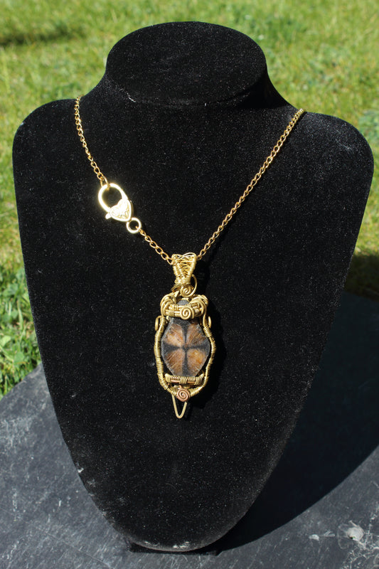 Chiastolite Brass necklace