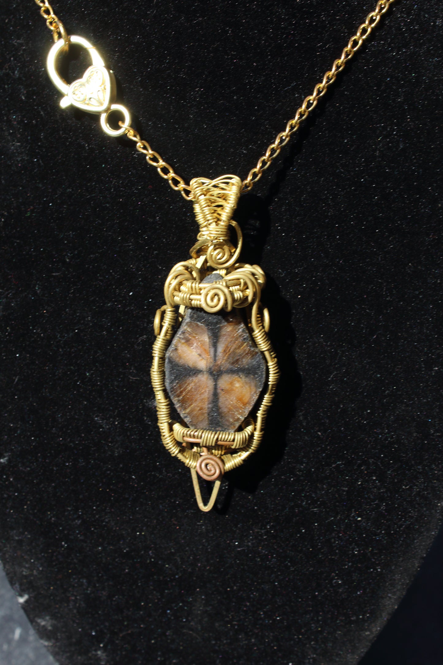 Chiastolite Brass necklace
