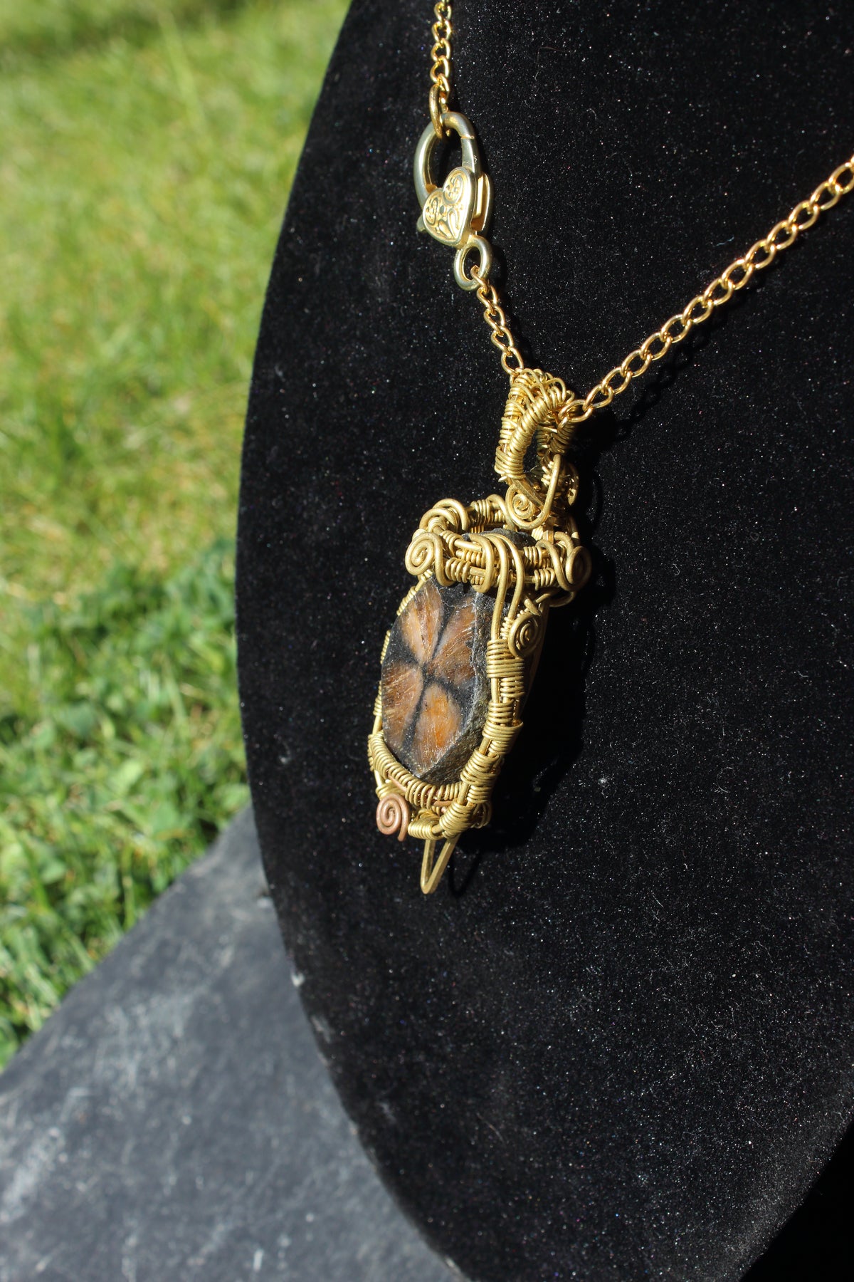 Chiastolite Brass necklace