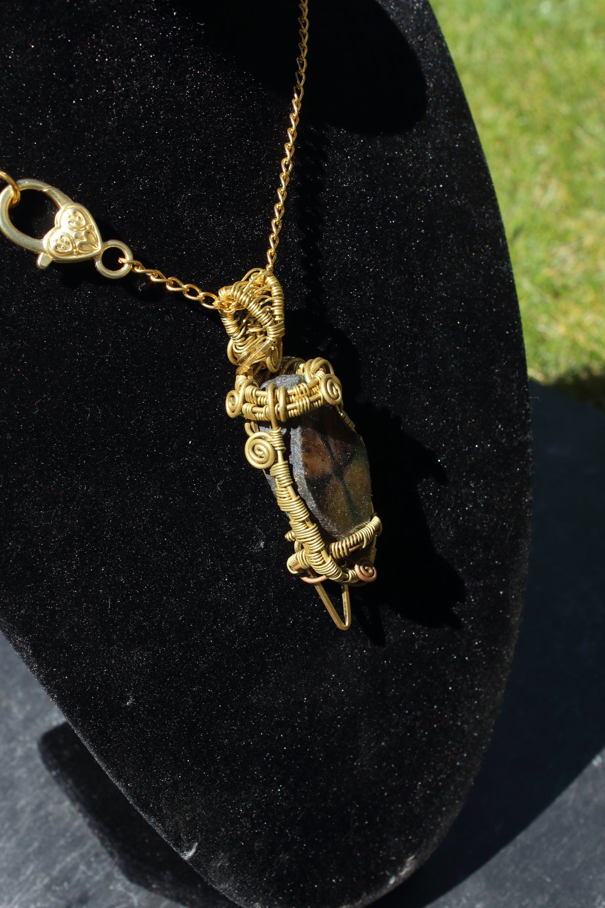 Chiastolite Brass necklace