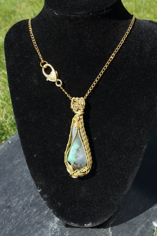 Sleek emerald matrix pendant