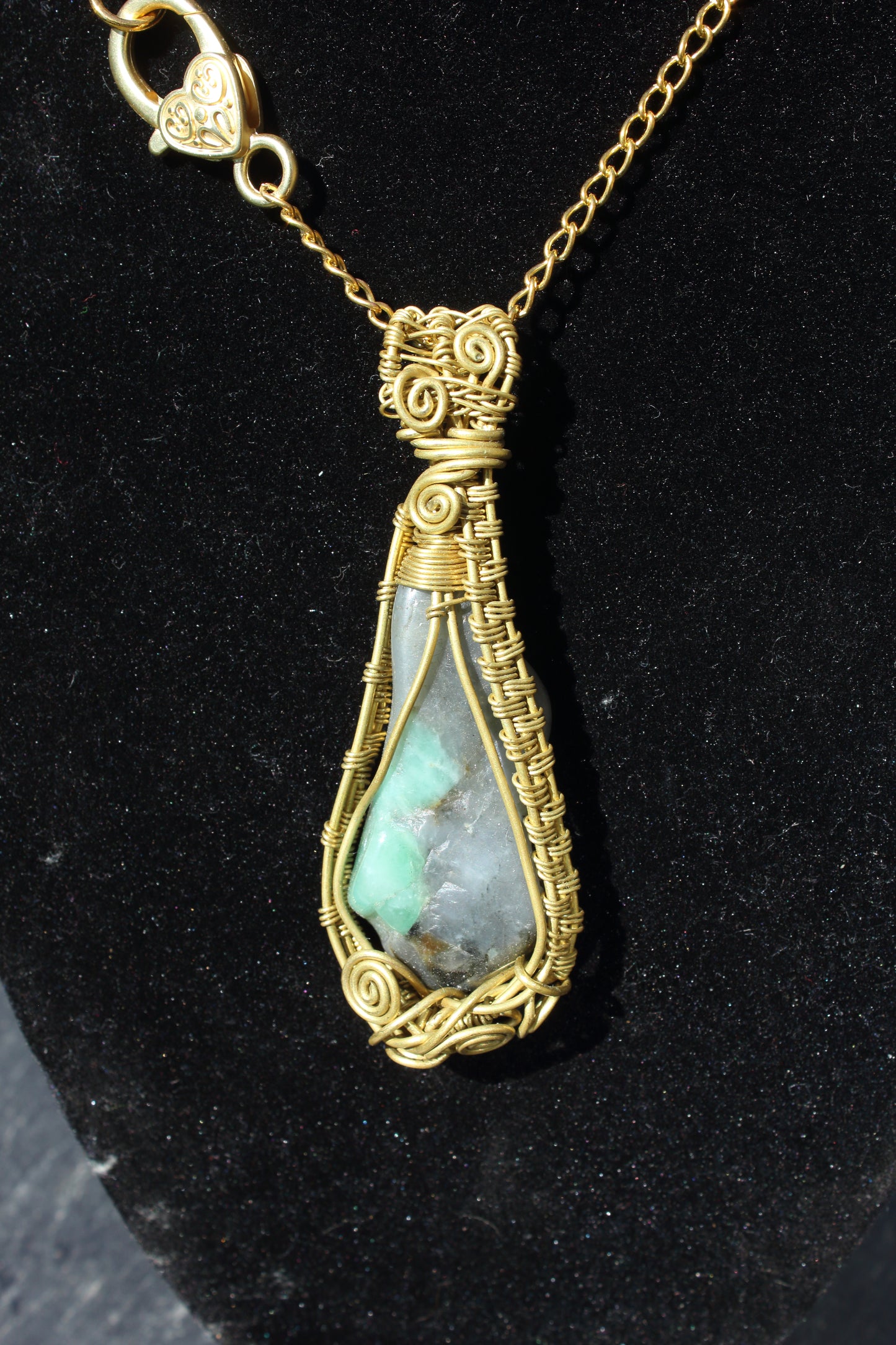 Sleek emerald matrix pendant