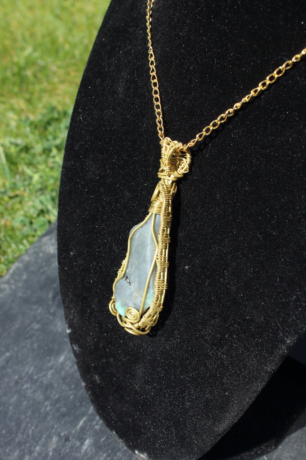 Sleek emerald matrix pendant