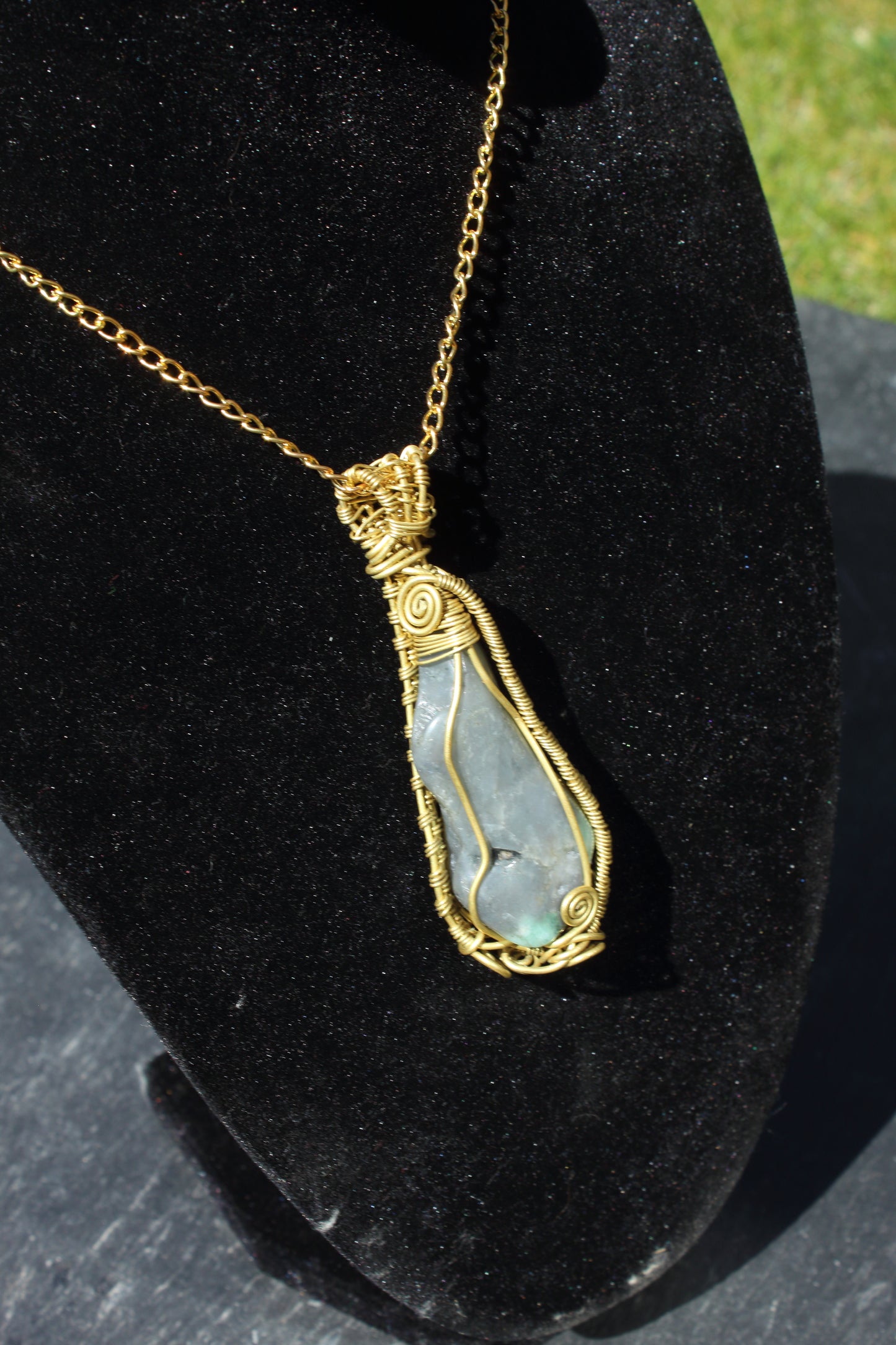 Sleek emerald matrix pendant
