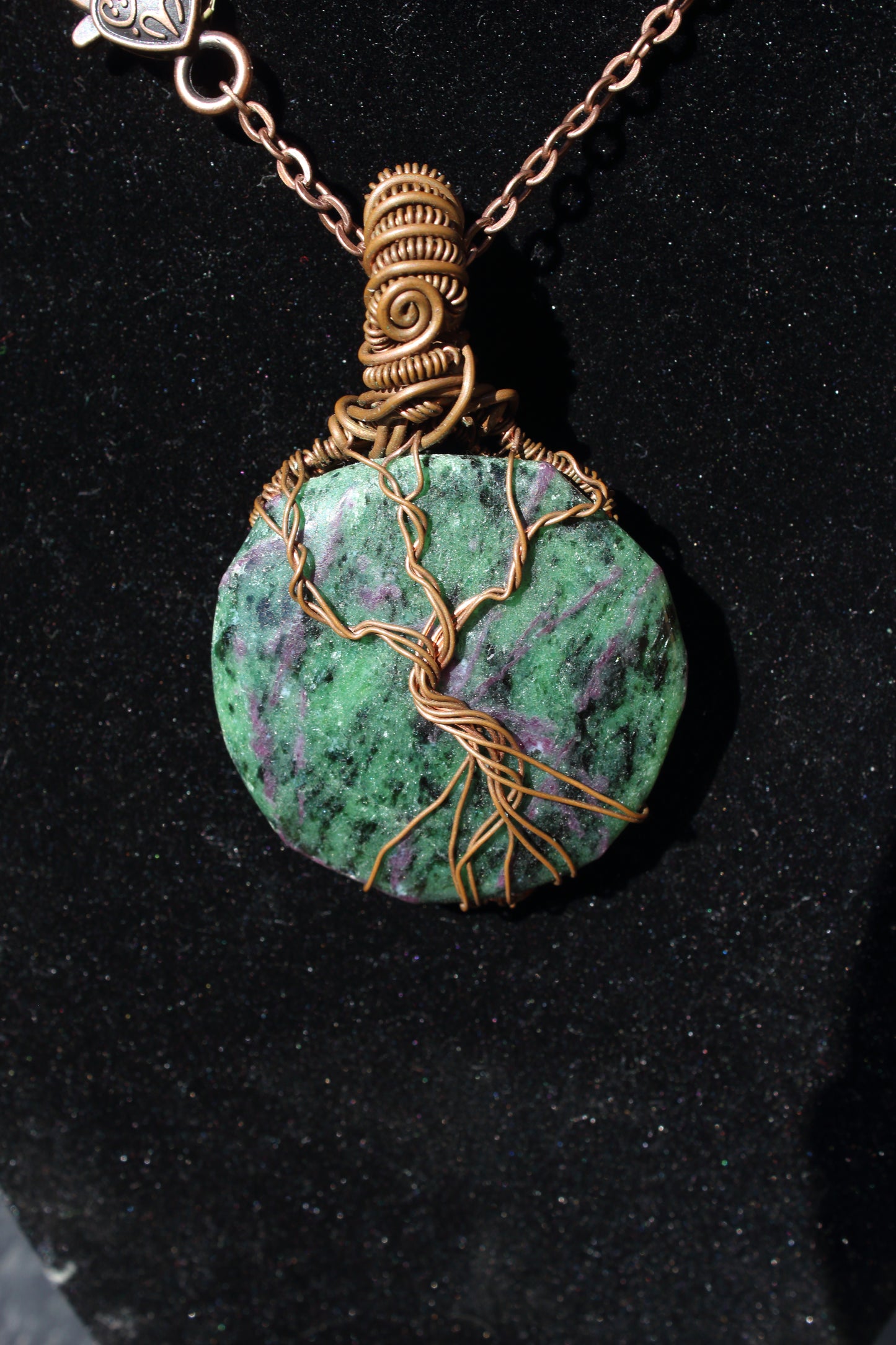 Ruby Zoisite Tree Amulet