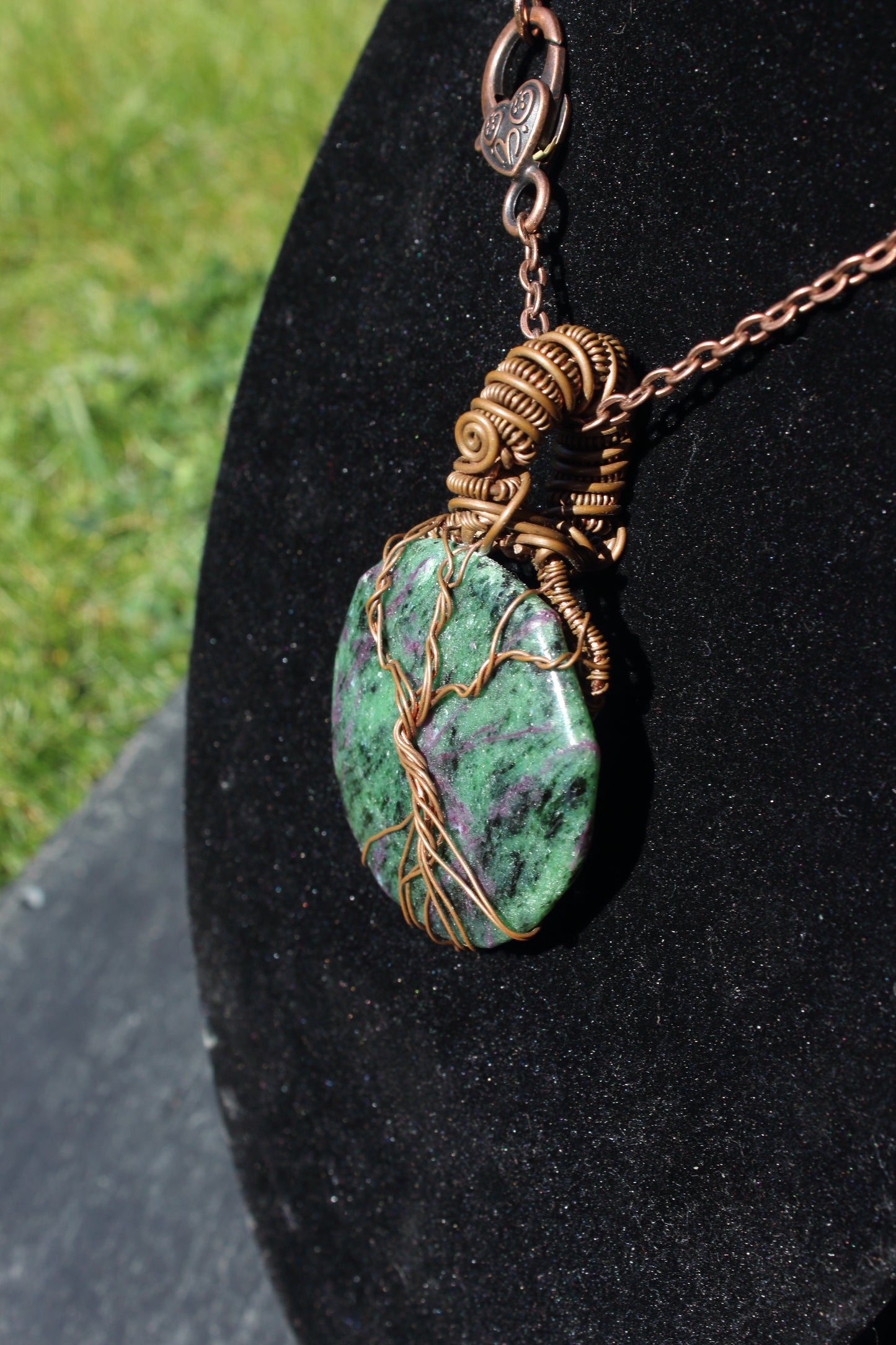 Ruby Zoisite Tree Amulet