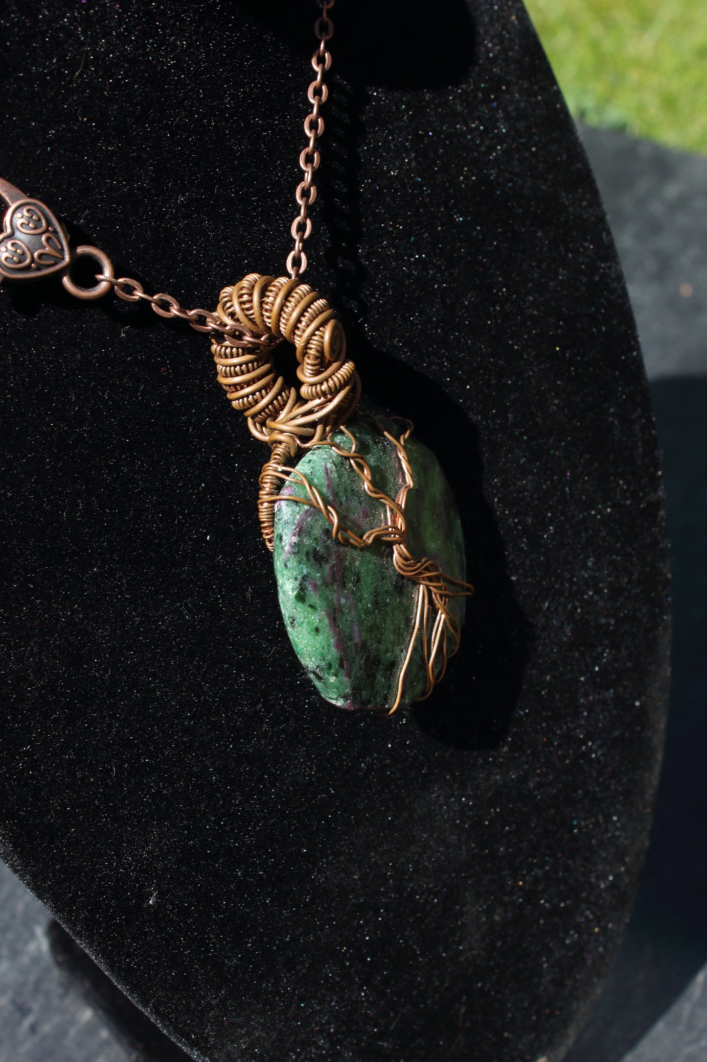 Ruby Zoisite Tree Amulet