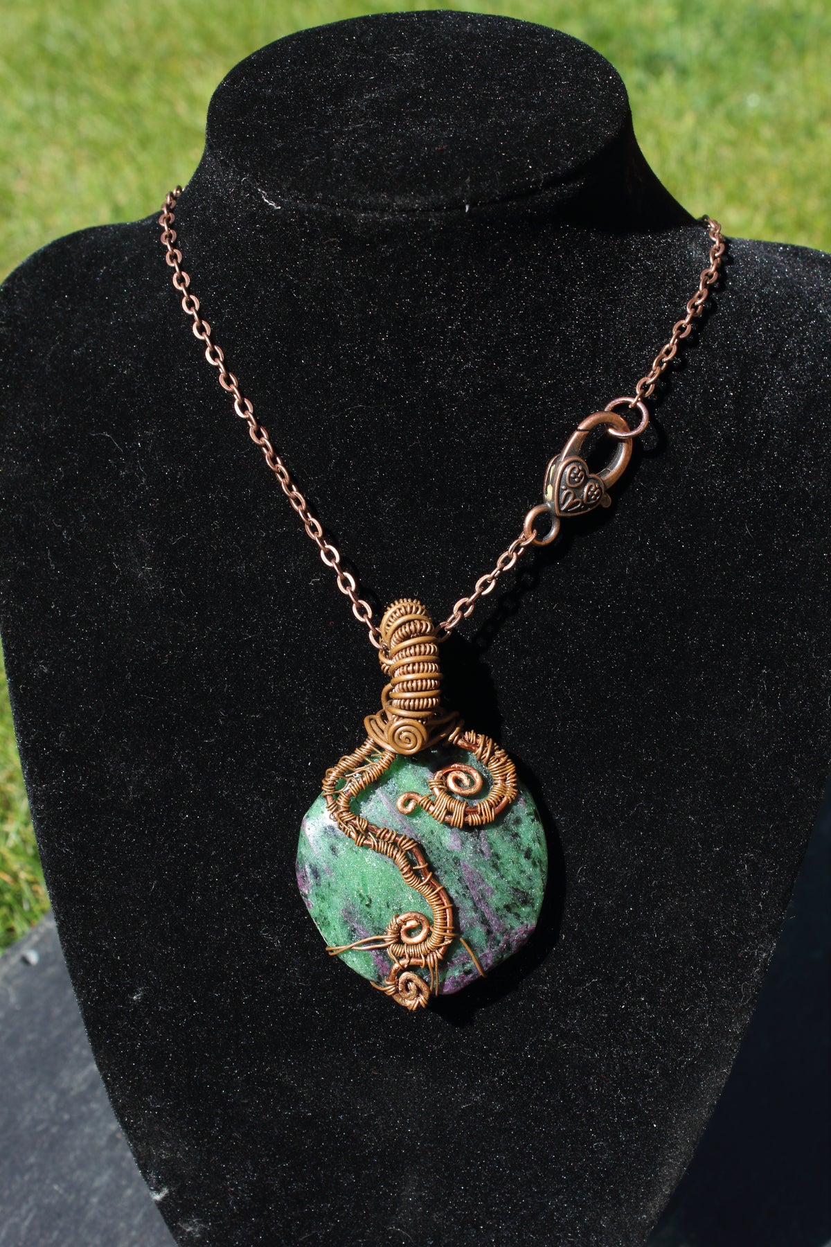 Ruby Zoisite Tree Amulet