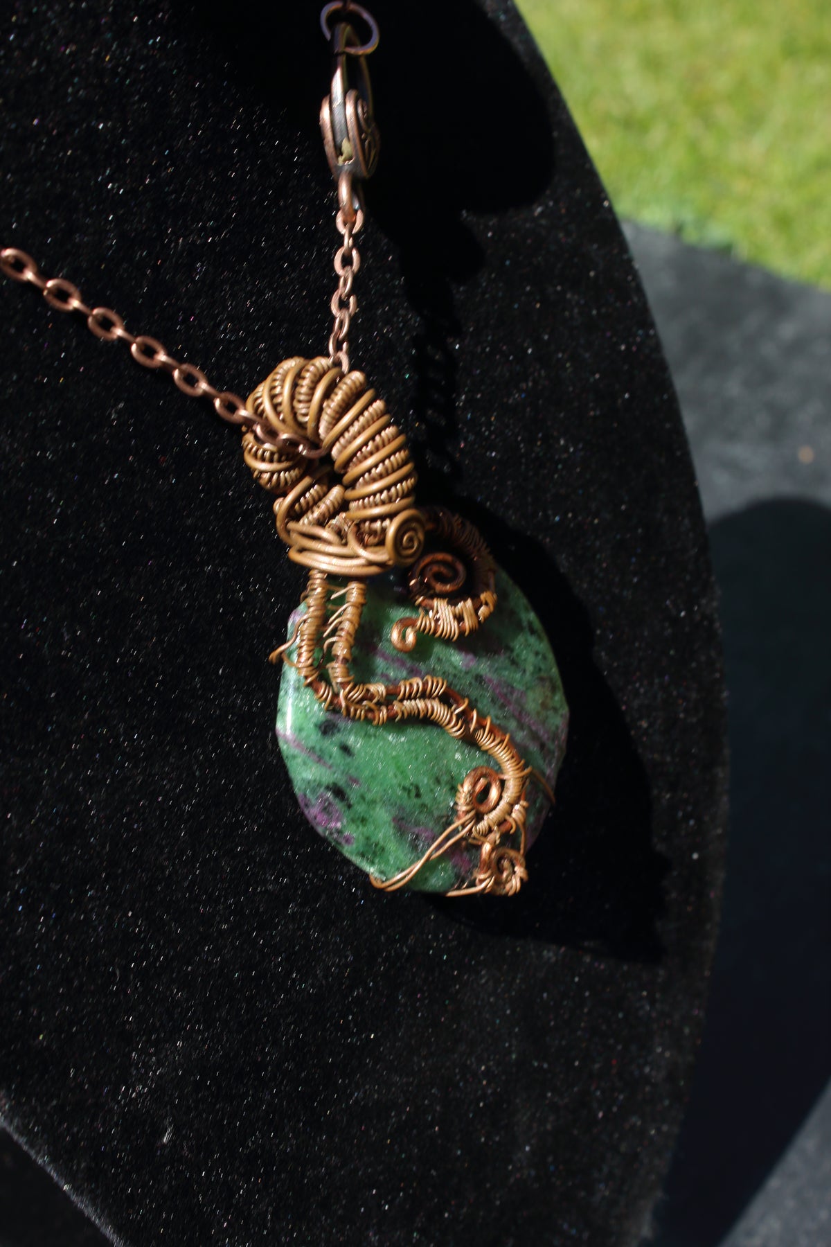 Ruby Zoisite Tree Amulet