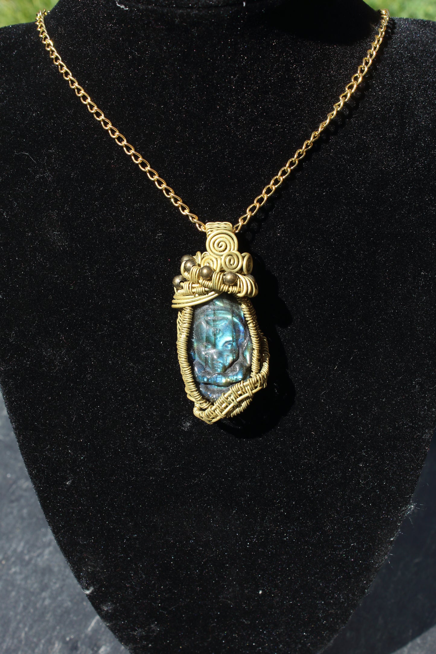 Labradorite carved Buddha Pendant
