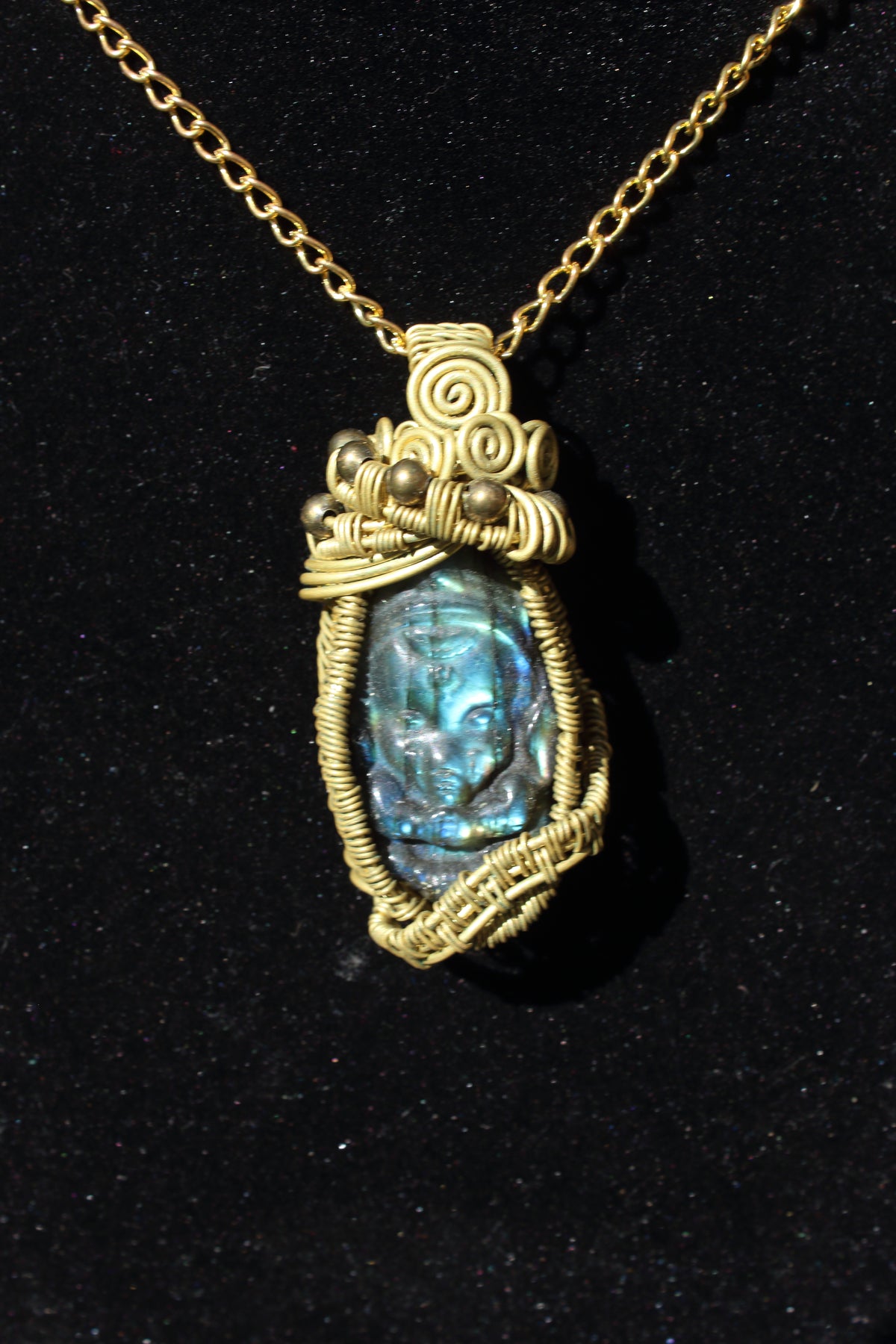 Labradorite carved Buddha Pendant