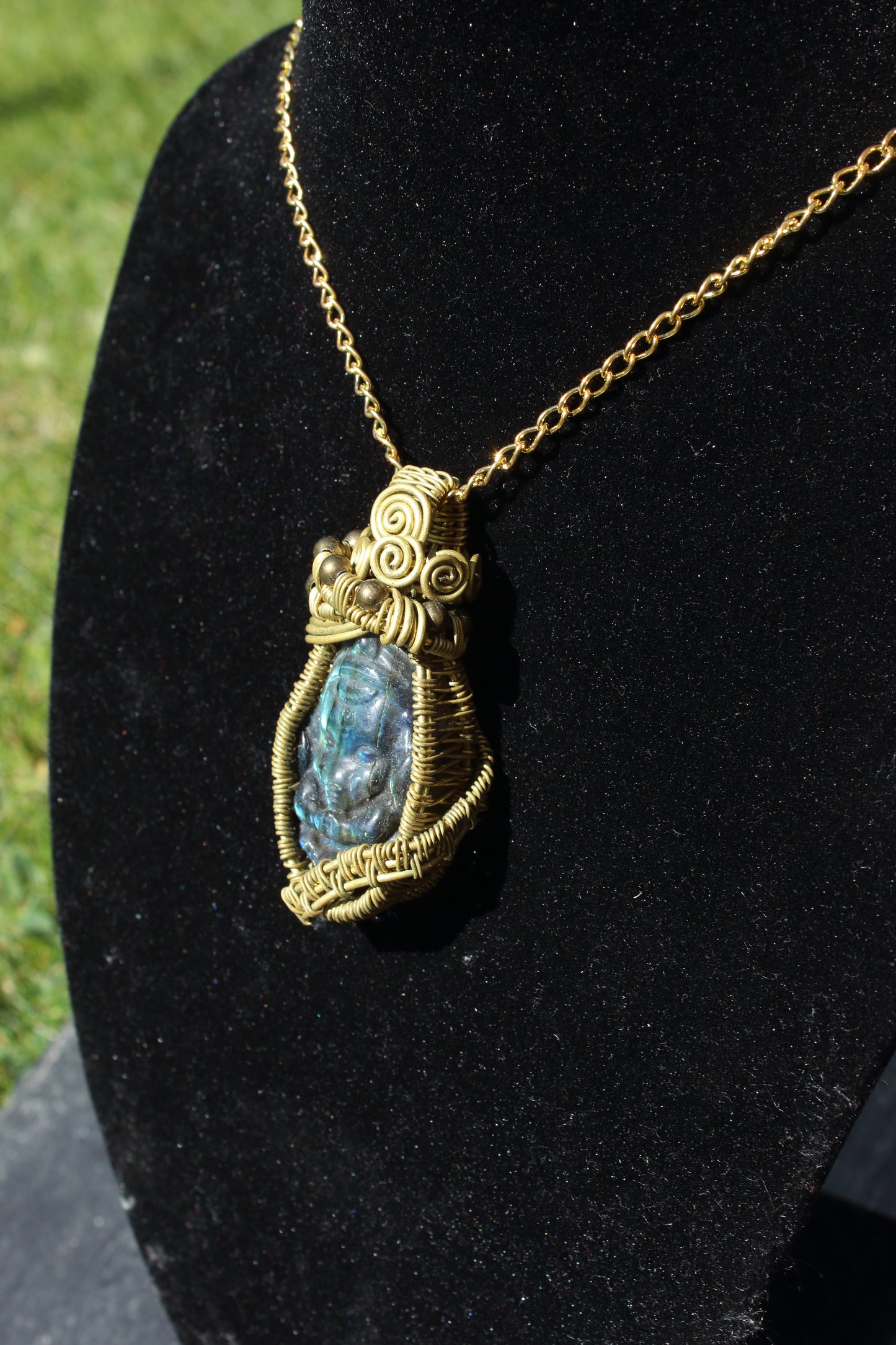 Labradorite carved Buddha Pendant