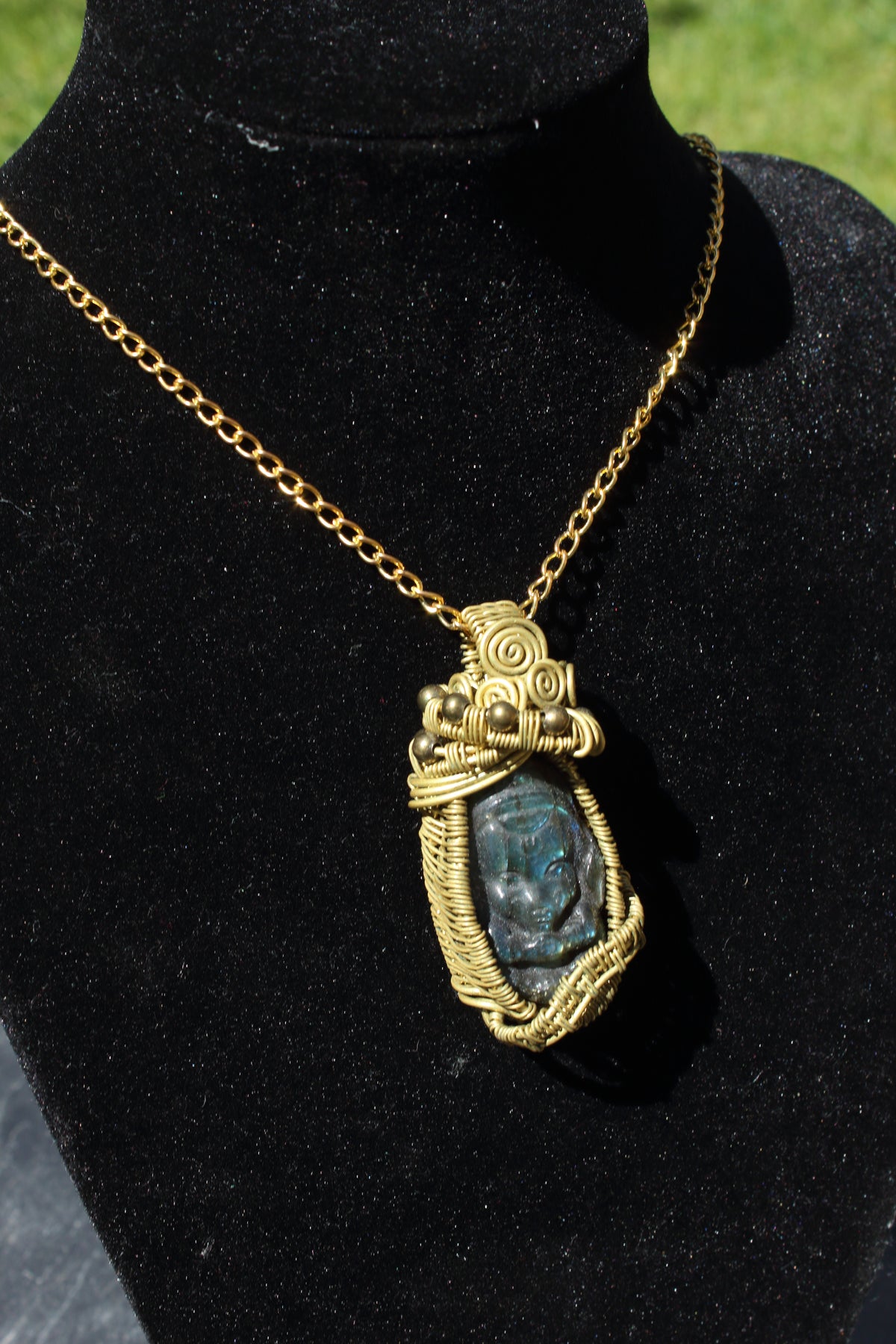Labradorite carved Buddha Pendant