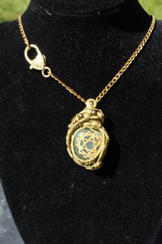Star Engraved Jade Pendant