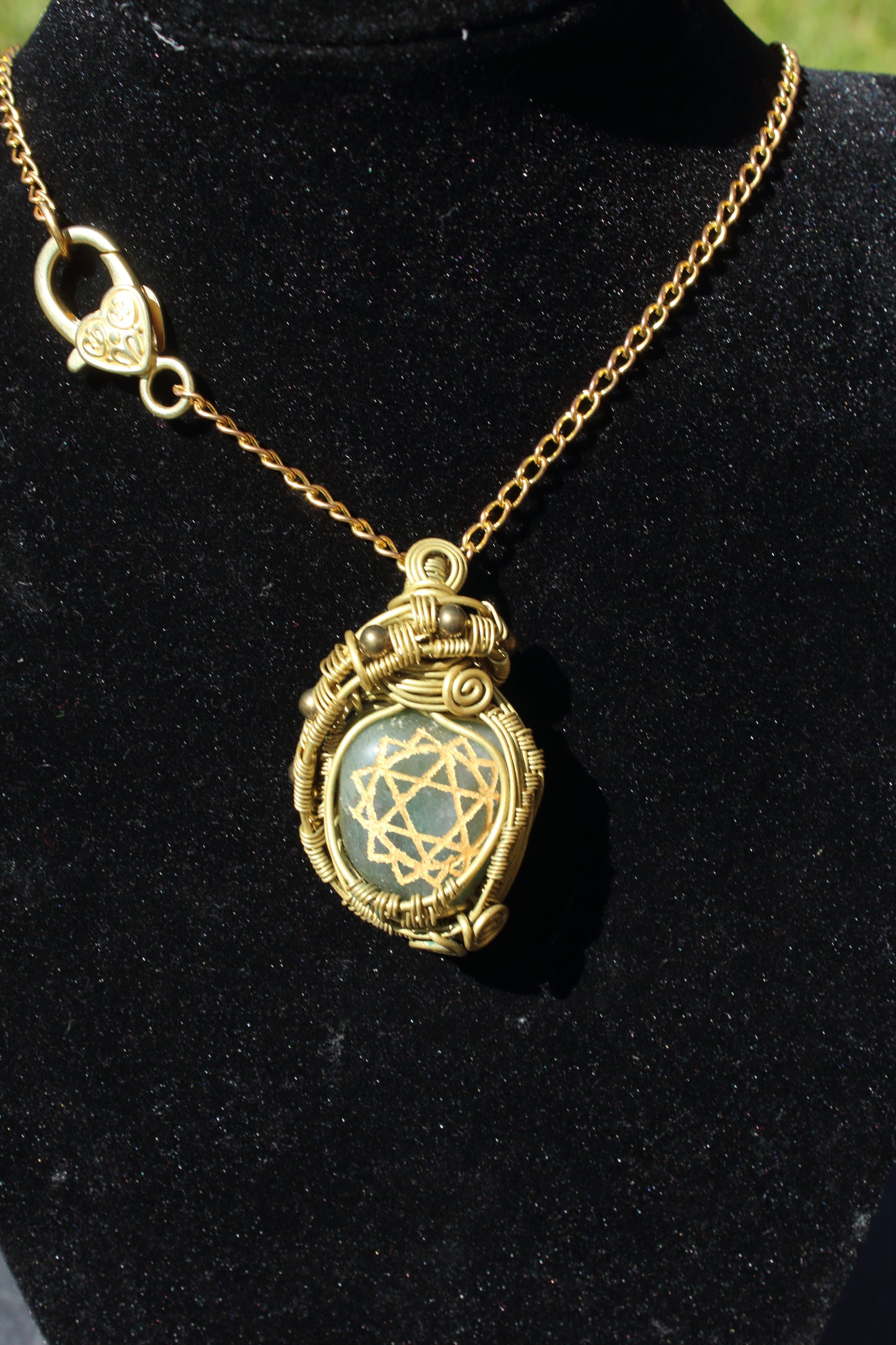 Star Engraved Jade Pendant