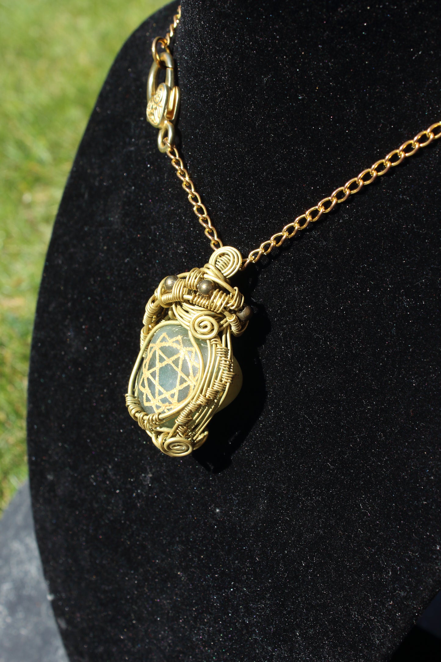 Star Engraved Jade Pendant