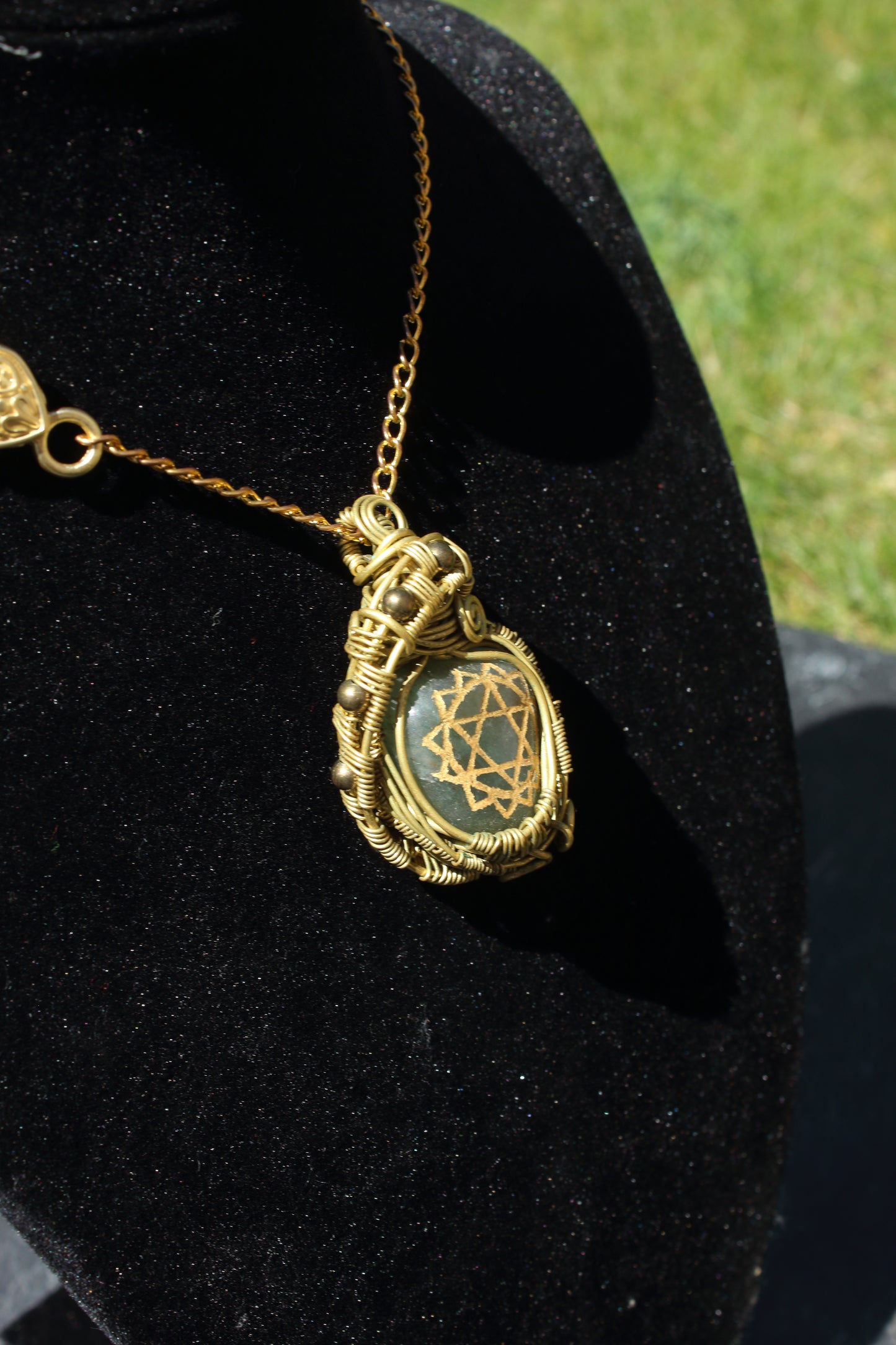 Star Engraved Jade Pendant