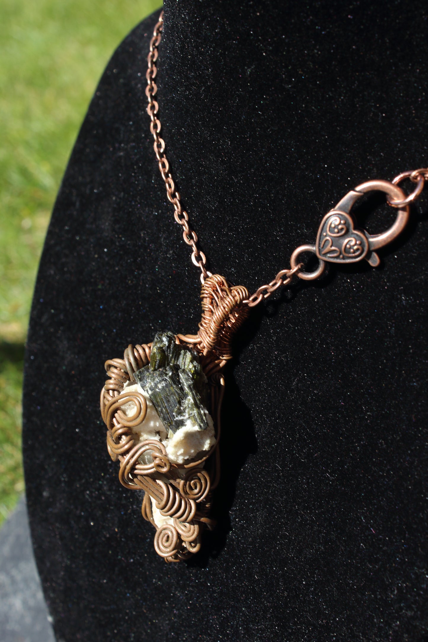 Green Tourmaline abstract pendant