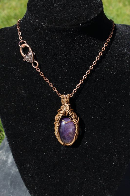 Sleek Amethyst Copper Pendant