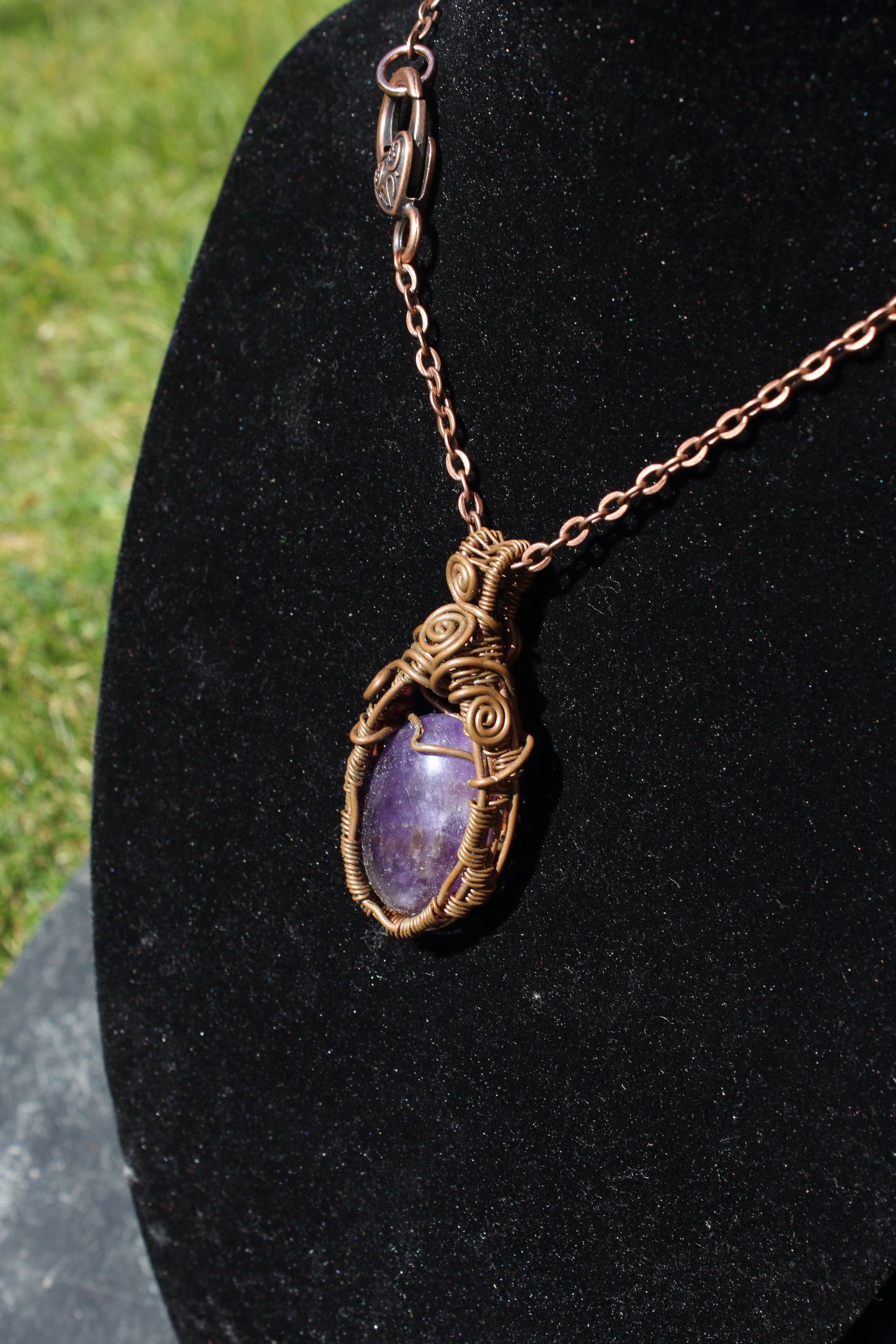 Sleek Amethyst Copper Pendant