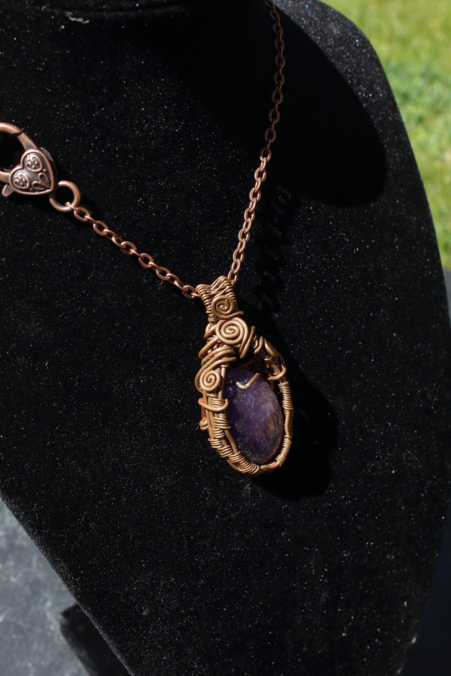 Sleek Amethyst Copper Pendant