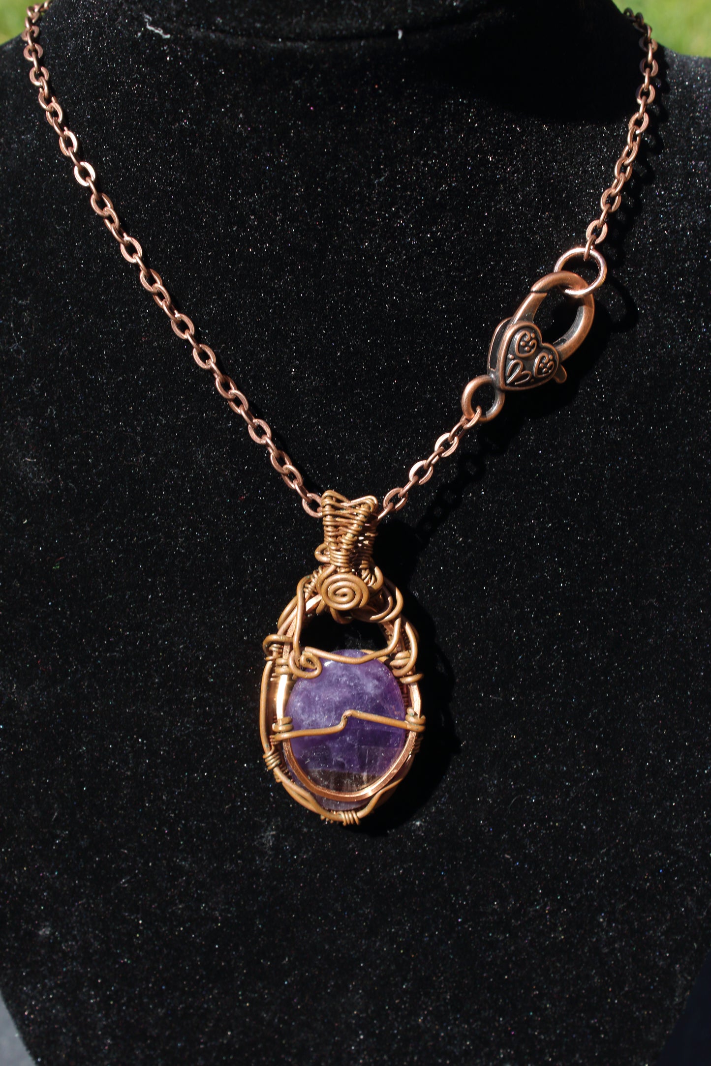 Sleek Amethyst Copper Pendant