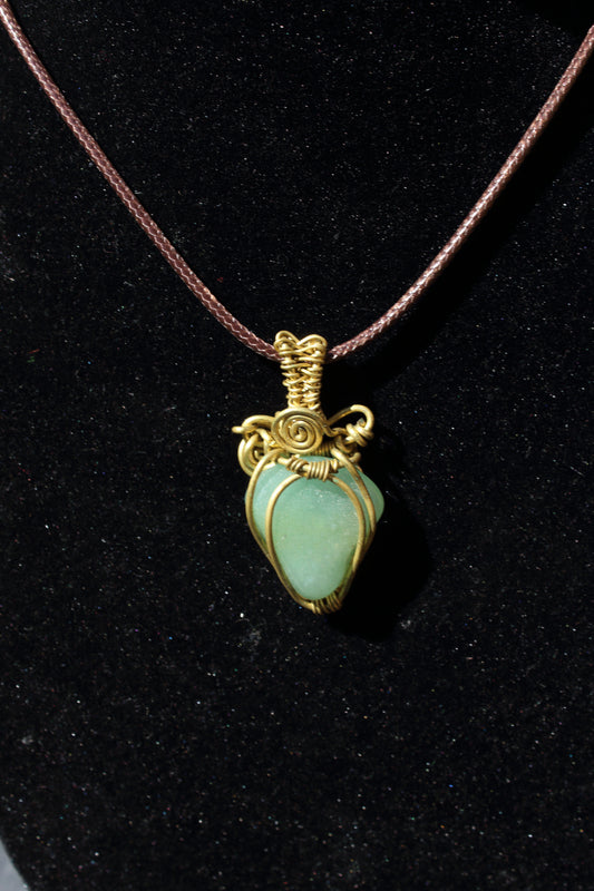 Simple Brass Aventurine Pendant