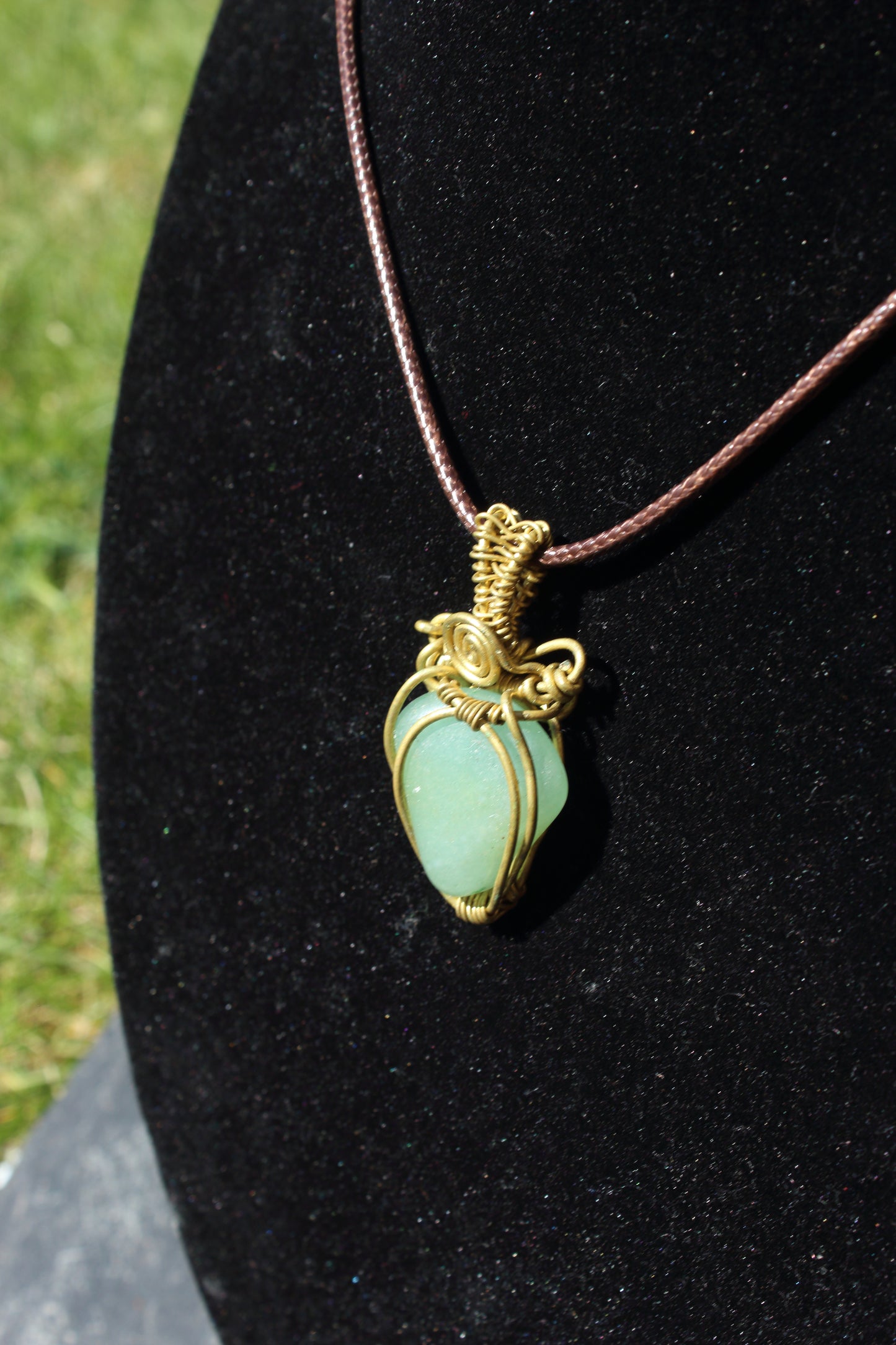 Simple Brass Aventurine Pendant