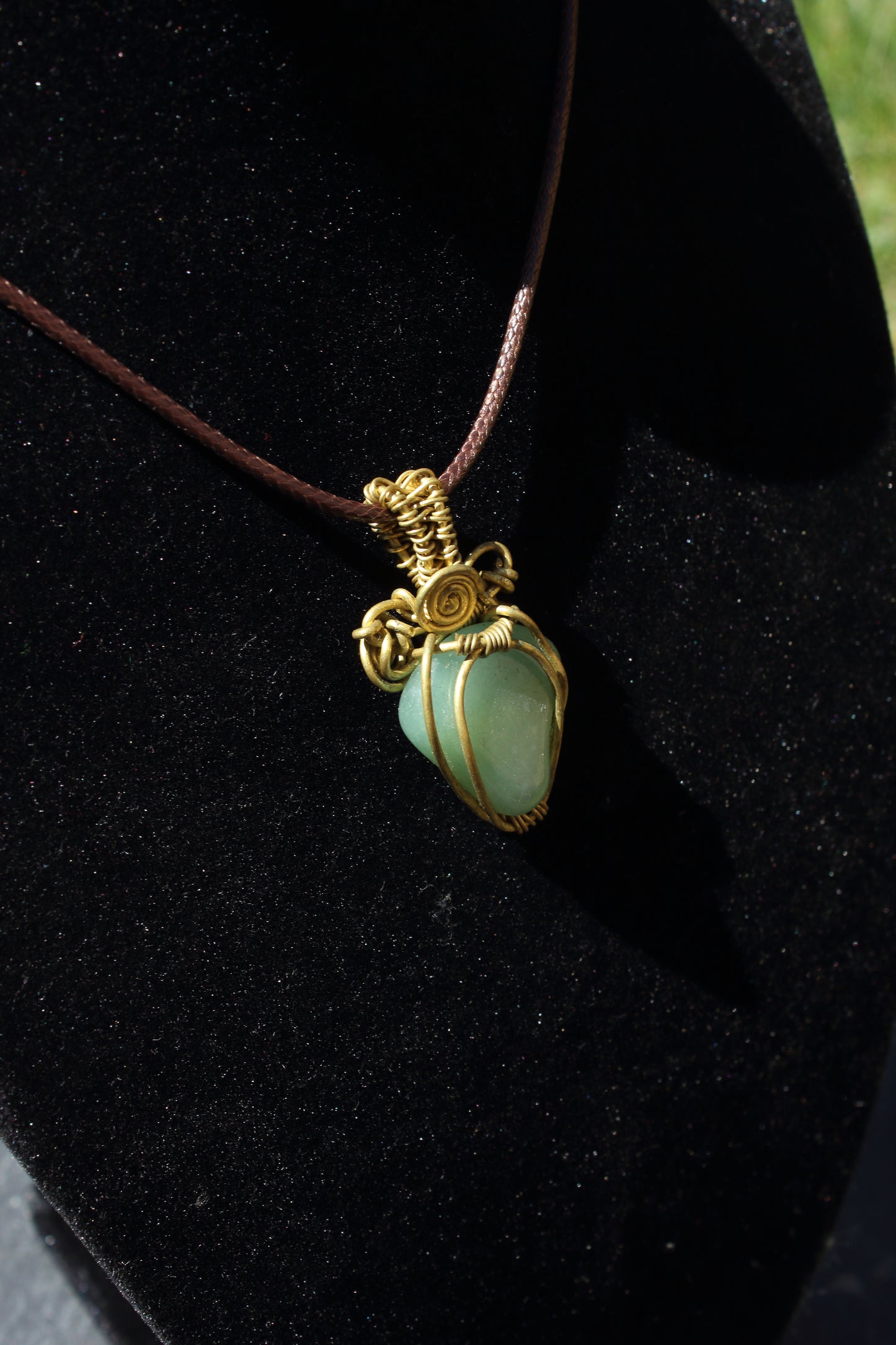 Simple Brass Aventurine Pendant