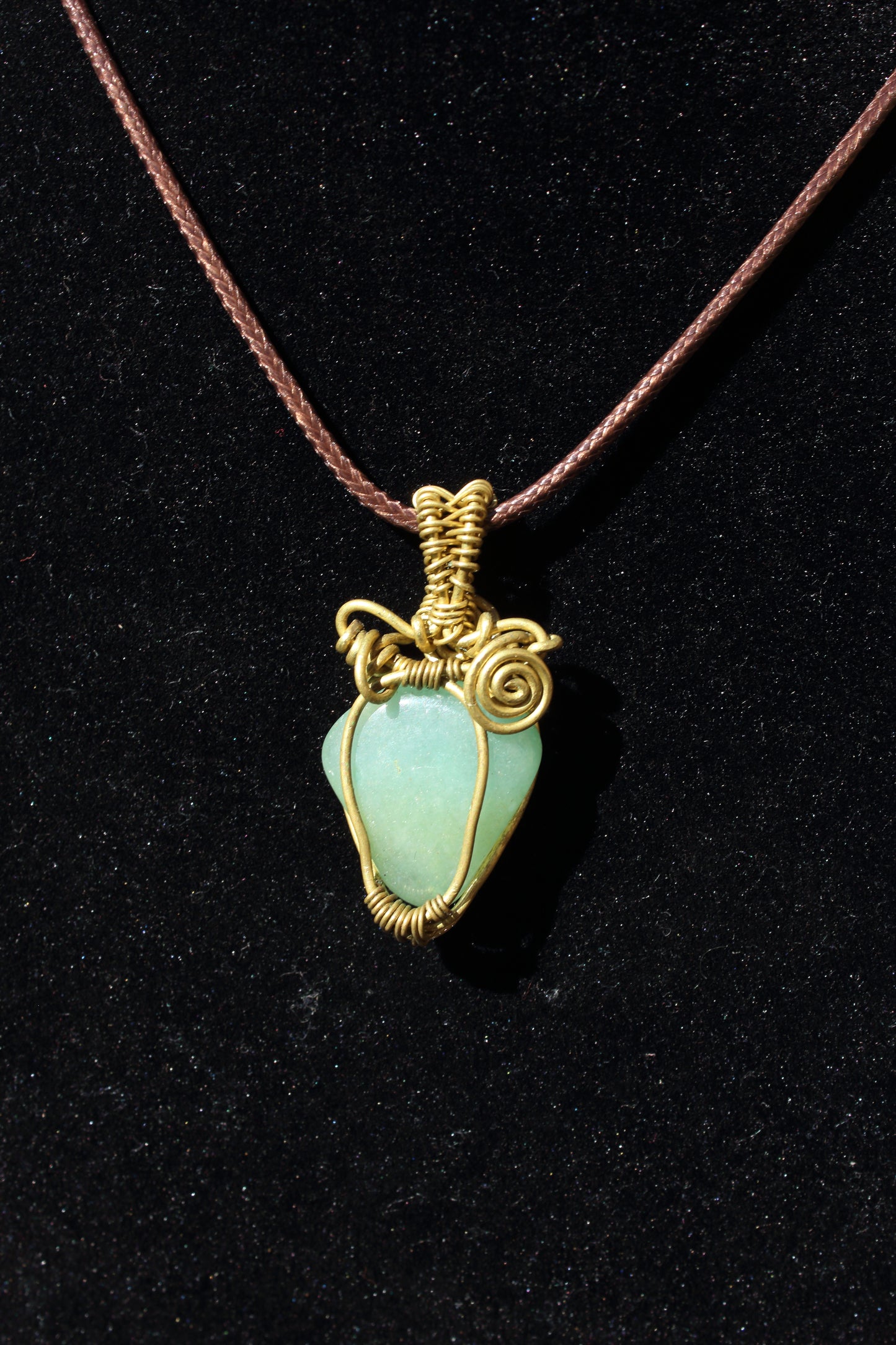 Simple Brass Aventurine Pendant