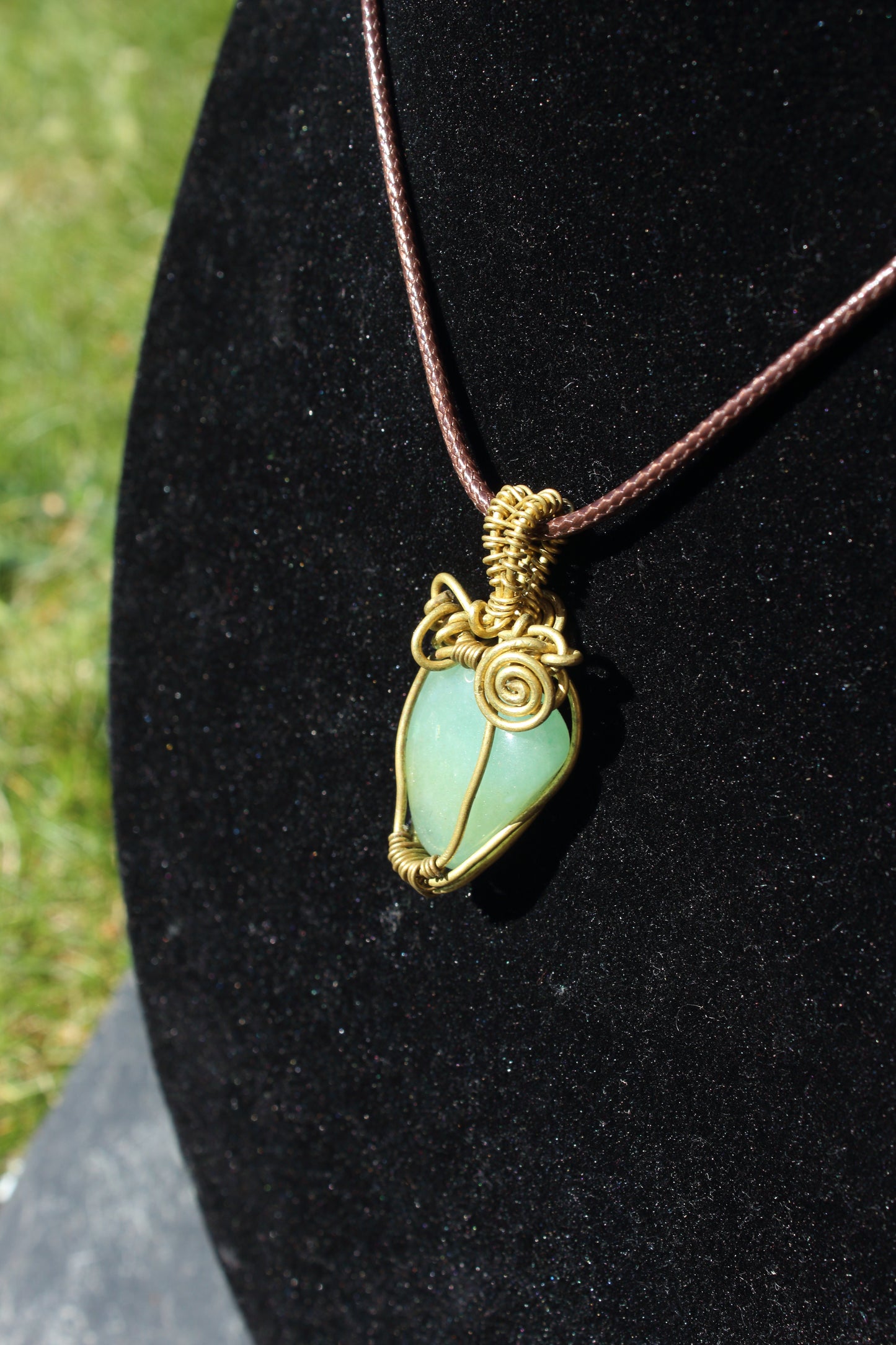 Simple Brass Aventurine Pendant