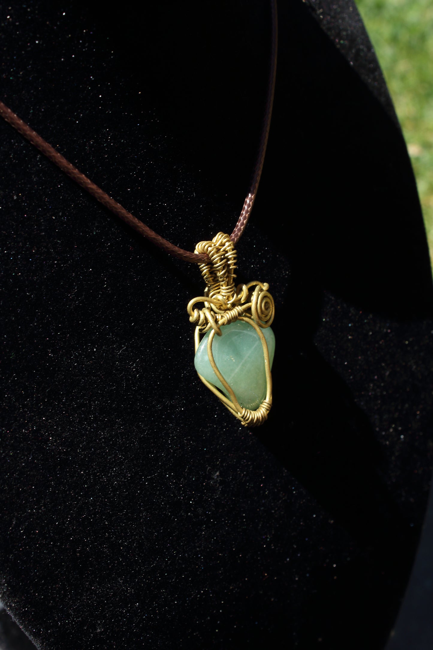 Simple Brass Aventurine Pendant