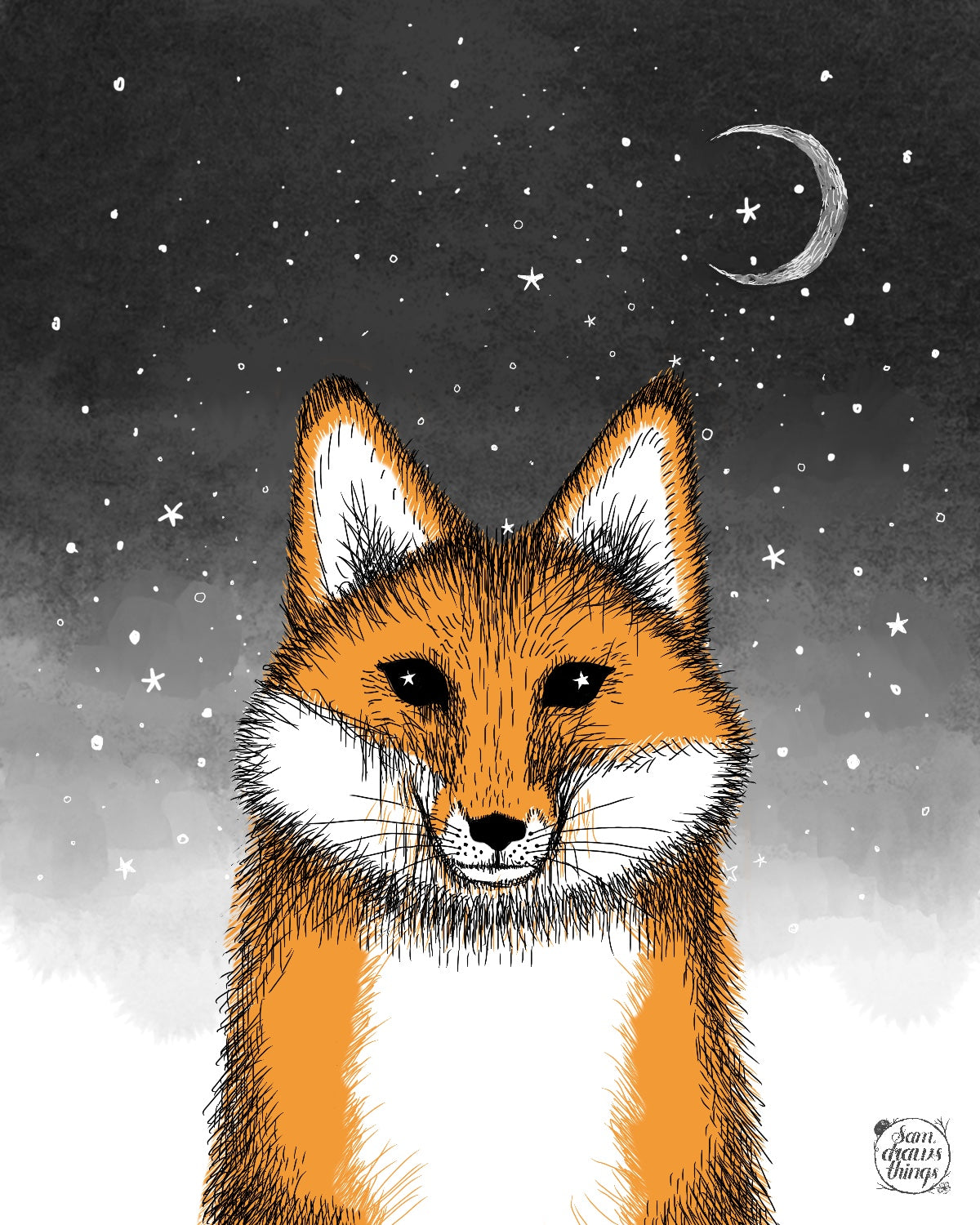 A magical drawing of a fox by green witch Sam Goodlet
